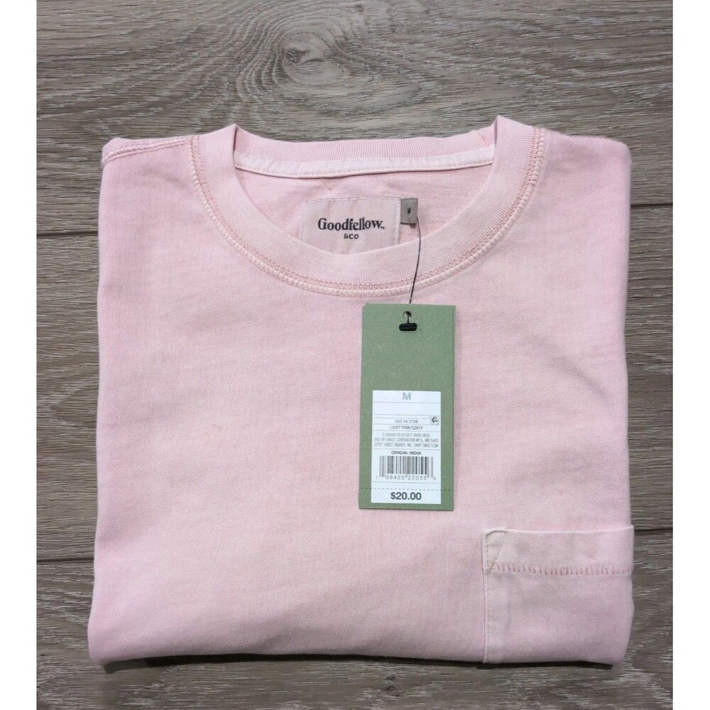 GOODFELLOW & CO MEN'S PINK COTTON JERSEY LONG SLEEVE  CREW NECK T-Shirt SZ M NWT